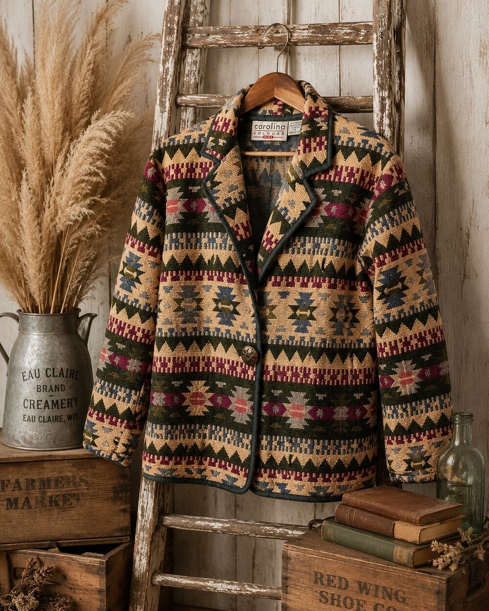 Vintage Carolina Colours Plus 2X Southwestern Tapestry Jacket Aztec